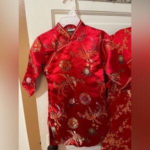 Red Embroidered Cheongsam Dress